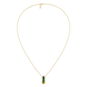 <b>Emerald</b> Wave Bar Diamond <b>Pendant</b> Necklace with Sleek U Shape Halo Design - Product Image 3