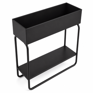 Jardinera Elevada de Metal Negra Vietnamita con Estante, Soporte para Plantas con Recubrimiento en Polvo para Interiores y Exteriores, para Patio y Balcón ODGGAB014 - Product Image 1
