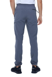 Pantalon de jogging décontracté pour homme, beige, taille élastique avec cordon de serrage, poches latérales zippées, respirant, en polyester tricoté - Product Image 6