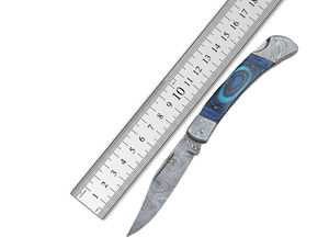 Couteau de Damas à lame pliante pour le camping, couteau pliant en acier de Damas avec lame finie à la main, fait main - Product Image 6
