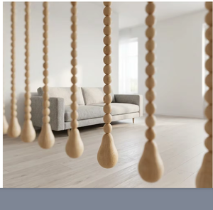 Wood Bead <b>Curtain</b> With Tassels Minimalist Hanging <b>Room</b> <b>Divider</b> For Living <b>Room</b> Indoor Decor - Product Image 2