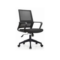 Chaise de bureau moderne minimaliste en maille avec accoudoirs, base pivotante, dossier ergonomique solide, cadre en acier inoxydable, couleur noire