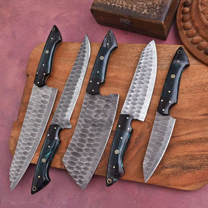 Hot Selling <b>Sharp</b> Durable Handmade Chef <b>Knife</b> Damascus Steel 5-Piece Full Tang Ambidextrous Straight Edge Kitchen <b>Knives</b> <b>Set</b> - Product Image 2