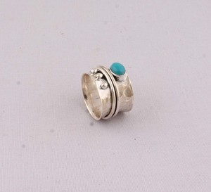 Wholesale 925 Sterling <b>Silver</b> Natural Turquoise Band <b>Ring</b> Handmade <b>Boho</b> Artisan Gemstone Jewelry Supplier Direct Factory - Product Image 1