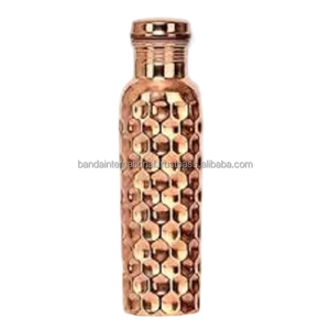 Bouteille à boire en cuivre de qualité supérieure avec finition polie pour la consommation et l'utilisation en cuisine, bouteille en cuivre anti-fuite - Product Image 2