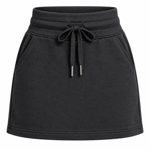 Cotton French Terry High Waist Eco-Friendly A-Line Midi <b>Skirt</b> - Product Image 1