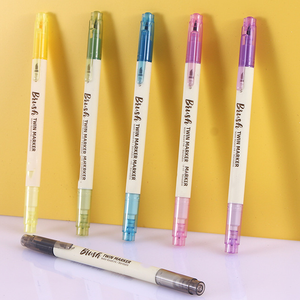 Ensemble de 3 marqueurs à pointe fine personnalisables, fournitures de papeterie, double pointe, couleurs assorties, surligneurs pour étudiants - Product Image 5