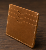 Dompet Kulit Asli Coral Weavers, Tipis, Saku Depan, Banyak Slot Kartu, Tanpa Penutup, 3 Inci, Minimalis, Ringkas