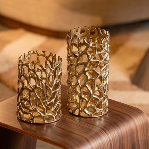 Evening Aura Golden Coral Design <b>Candlestick</b> Holder Set <b>Brass</b> Home Decoration Heat Resistant - Product Image 6