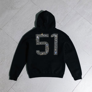 Custom Puff Printed Crystal Rhinestone Unisex Heavyweight Fleece Hoodie 100% Cotton Sporty Casual Streetwear <b>Waterproof</b> - Product Image 6
