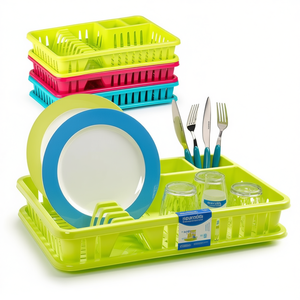 Scolapiatti Impilabile in Plastica a L per Cucina, Asciugapiatti per Piatti e Ciotole, Design Moderno Verde Rosa Blu - Product Image 2