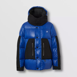 Chaqueta Acolchada Azul con Capucha para Hombre, Cortavientos, Rellena de Plumón, Informal, de Invierno, Cierre de Cremallera, Largo Regular - Product Image 2