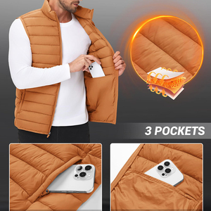 GENERSA SPORTS Gilet matelassé bordeaux pour homme, col montant, couleur unie, en polyester, vêtement d'extérieur décontracté, coupe-vent pour l'hiver - Product Image 5