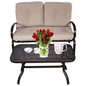 Set da Giardino in 2 Pezzi con Tavolino e Seduta Imbottita Confortevole per Terrazze Esterne - Product Image 2