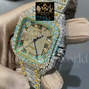 Reloj Mecánico Cuadrado Premium con Incrustaciones de Diamantes, Correa de Acero Inoxidable, Esfera con Números Romanos, Tono Dorado, Visualización de Fecha, Reloj de Pulsera Hip Hop para Hombre - Product Image 3