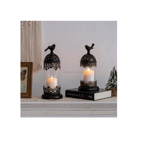 Grande lanterne en métal et verre, lampe à bougie faite à la main, centres de Table de mariage, décoration de noël - Product Image 6