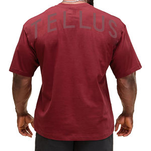 T-shirt personnalisé 100% coton pour hommes T-shirt surdimensionné Épaule tombante Étendue Col côtelé Streetwear T-shirt uni - Product Image 2