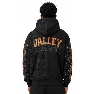 เสื้อสเวตเชิ้ตมีฮู้ดแบบซิป Valley Dreams สำหรับผู้ชาย สีดำพิมพ์ลายสีส้ม สวมใส่สบายๆ ทรงปกติ เหมาะสำหรับฤดูใบไม้ร่วง - Product Image 3