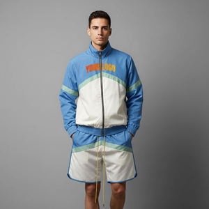 Conjunto Deportivo para Hombre, 100% Algodón, Sudadera con Estampado y Pantalones Cortos, Logotipo Personalizado, Chaqueta Cortavientos de Verano, Ropa Deportiva de Calle, 2 Piezas - Product Image 1