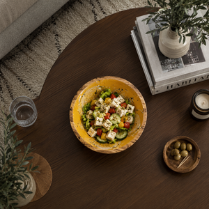 Bol à salade en bois de manguier imprimé avec finition émaillée, fait main, sûr pour les aliments, pour fruits, collations, cuisine, table à manger - Product Image 2