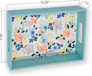 ถาดเสิร์ฟไม้ MDF พรีเมียมทันสมัย ทำมือ ปลอดภัยสำหรับเครื่องล้างจาน ใช้งานได้หลากหลาย เคลือบเงา สำหรับจัดระเบียบในครัวและห้องรับประทานอาหาร ขอบยกสูง - Product Image 4