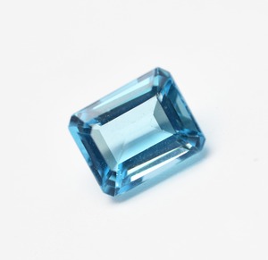 Octágono de Topacio Azul, piedras preciosas facetadas, piedras preciosas calibradas para la fabricación de joyas, Octágono facetado de piedras preciosas de corte esmeralda de laboratorio - Product Image 3