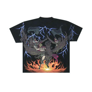 Camiseta Negra de Manga Corta para Hombre, Diseño con Estampado Digital en la Espalda, Estilo Urbano, Cuello Redondo, Corte Regular, Algodón Jersey, Transpirable - Product Image 5