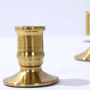 Sleek design gold plated cast metal small large candle holder 2 <b>pc</b> <b>set</b> taper candlestick holder customization options - Product Image 2