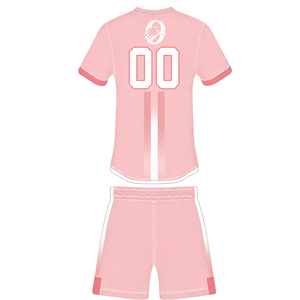 Ensemble de rugby rose et blanc pour bébé, maillot à manches courtes avec fermeture éclair sur le devant, short assorti, respirant, uniforme de sport pour l'entraînement en équipe - Product Image 2