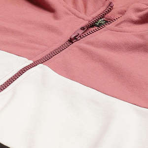 Women's Pink <b>White</b> Black Color Blocked Hooded Sweatshirt <b>Set</b> With Side Stripe Track Pants Regular Fit All Seasons Sporty Style - Product Image 5