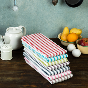 Solid Color Woven Cotton <b>Kitchen</b> <b>Towel</b> Rectangle Eco Friendly Machine Washable Blue Set - Product Image 3