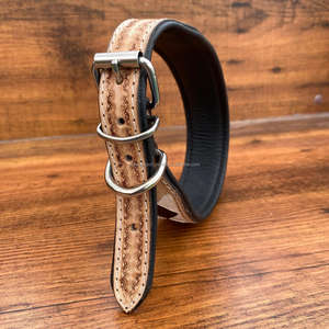 Vente en gros prix d'usine collier de chien en cuir usiné à la main à carreaux luxe doux rembourré réglable 100% colliers de chien en cuir véritable - Product Image 6
