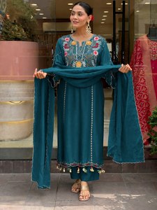 New Style Cotton Embroidered Anarkali <b>Suit</b> With Work For <b>Women</b> Traditional Indian Pakistani Wear Floor Length Loose - Product Image 3