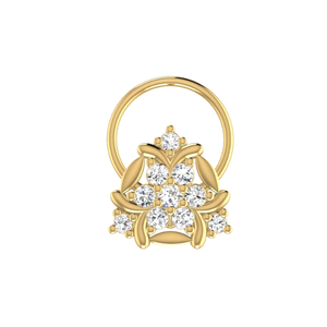AJRETAIL – Clou de nez en or 14 carats pour femme, diamant naturel de 0,12 carat, taille brillant rond, style ethnique, couleur HI, clarté VS-SI - Product Image 1