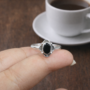Natural Black Onyx Gemstone <b>Ring</b> 925 Sterling <b>Silver</b> Oval Cabochon Handmade Women <b>Men</b> Jewelry Wholesale Supplier for Women Her - Product Image 3