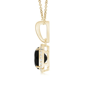 Collar de Lujo con Diamante Negro Natural Redondo con Corte Halo para Mujer, en Oro de 10K, 14K, 18K, Plata 925, 935, para Regalo y Fiesta - Product Image 4