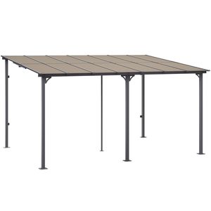Pergola autoportante en aluminium à toit rigide 10 x 14, résistante aux UV, avec murs en poly, style adossé au mur pour patio - Product Image 1