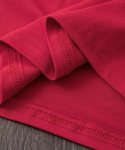 Camiseta Roja de Cuello Redondo para Mujer, Estampado de Latido de Corazón, Manga Larga, Casual, 100% Algodón Jersey, Corte Holgado, Estampado Digital - Product Image 4