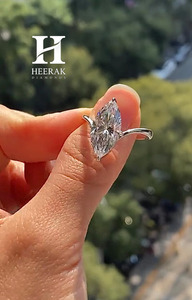 Bague de fiançailles solitaire en moissanite taille marquise, bijoux fins, bande fine pour femme, cadeau de mariage ou de fête - Product Image 1