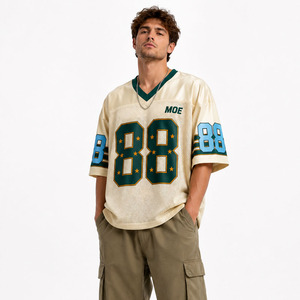 Maillot de football américain vintage personnalisable à panneaux en maille, impression nom et numéro personnalisés, coupe ample unisexe, vêtement d'automne, ODM - Product Image 1