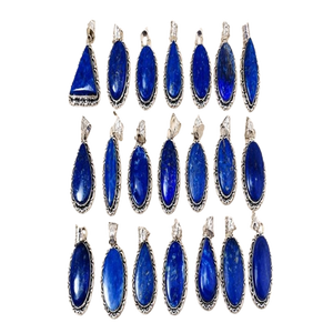 Pendentif en lapis-lazuli, pendentifs en agate de cristal naturel, pierres précieuses sculptées avec gravure « Avec amour », vente en gros - Product Image 3