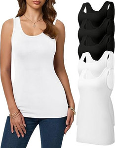 Women Solid Color Knitted Tank <b>Tops</b> Scoop Neck Sleeveless Casual <b>Top</b> Breathable Cotton Blend Regular Length - Product Image 3
