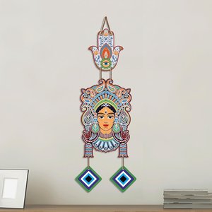Décoration murale bohème visage de déesse tribale avec protection contre le mauvais œil, art ethnique indien pour la décoration intérieure - Product Image 4