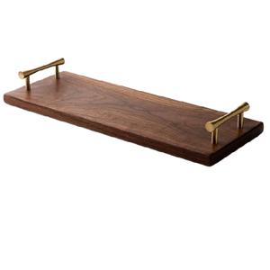 Decorative Rectangular Metal Wire <b>Tray</b> With <b>Wooden</b> Base And Handles for Home Restaurant Dinnerware Hotel Decor - Product Image 2