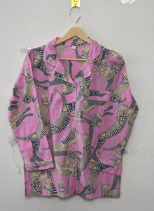 Ensemble de pyjama en coton imprimé tigre, respirant, séchage rapide, biologique, été, pour femmes, vêtements de nuit artisanaux indiens, vêtements de détente - Product Image 2