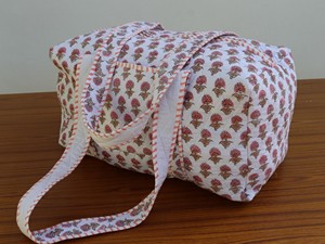 Luxury Block Printed Cotton Duffel <b>Bag</b> for Women Hand Luggage Washable <b>Beach</b> Overnight Travel Market Shopping Gift <b>Bag</b> - Product Image 2