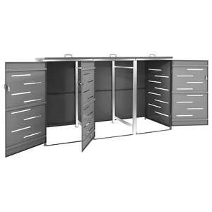Triple <b>Wheelie</b> <b>Bin</b> Stainless Steel Shed 81.5"x30.5"x44.3" for <b>Storage</b> - Product Image 4