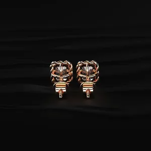 <b>Emerald</b> Cut Diamond <b>Stud</b> <b>Earrings</b> with Twisted Rope Frame Rose Gold Diamond Jewelry Daily Wear Diamond <b>Earrings</b> for Sale Export - Product Image 4