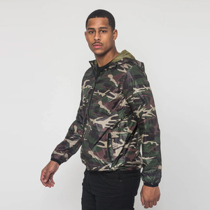 Chaqueta Cortavientos Impermeable con Capucha y Estampado de Camuflaje para Hombre, Cierre Frontal con Cremallera, Ropa de Exterior, Corte Regular, Poliéster - Product Image 4