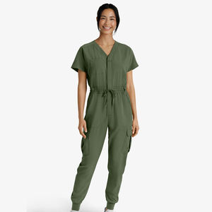 Offre Spéciale – Tenue d'Infirmière Femme Personnalisée, Manches Courtes, Col Rond, Coupe Ajustée, Multi-Poches, Extensible, Fermeture Éclair Intégrale, Tissu Épais - Product Image 2